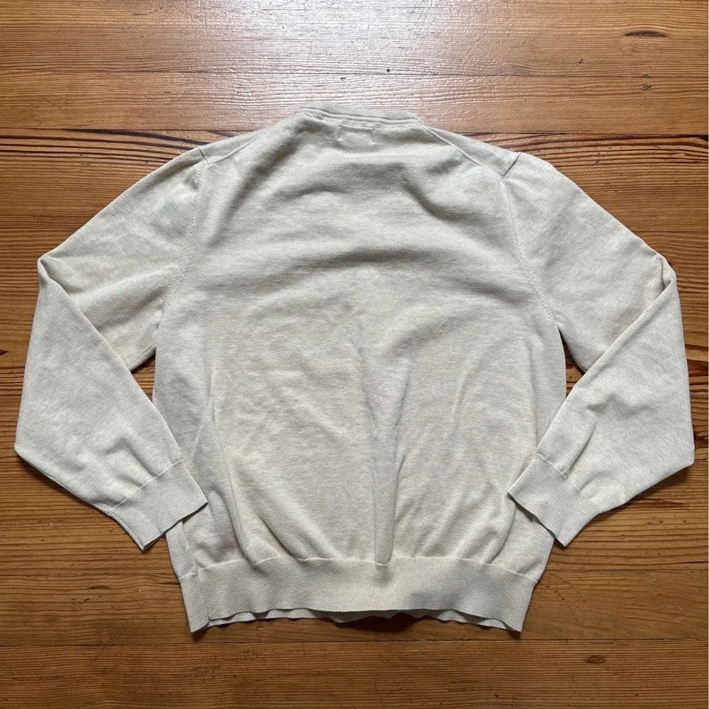 Brooks Brothers Sweater Mens Beige Good Supima Cotton V-Neck Pullover SIZE L